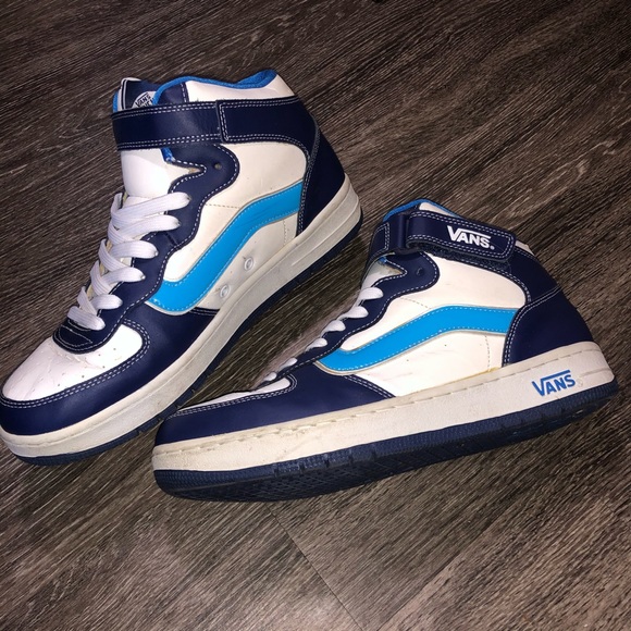 Vans Off the Wall Blue/white High-Top Sneakers - Picture 4 of 6